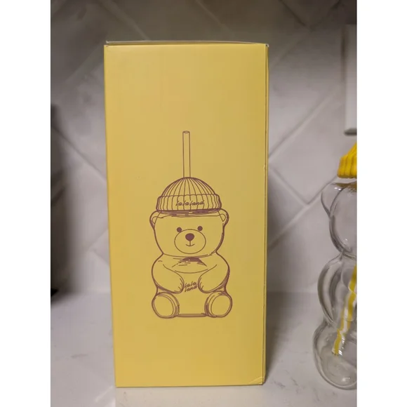 La La Land Yellow Glass Bear Cup Bottle 20 oz Bearista Cold Cup Collectible - Picture 5 of 6